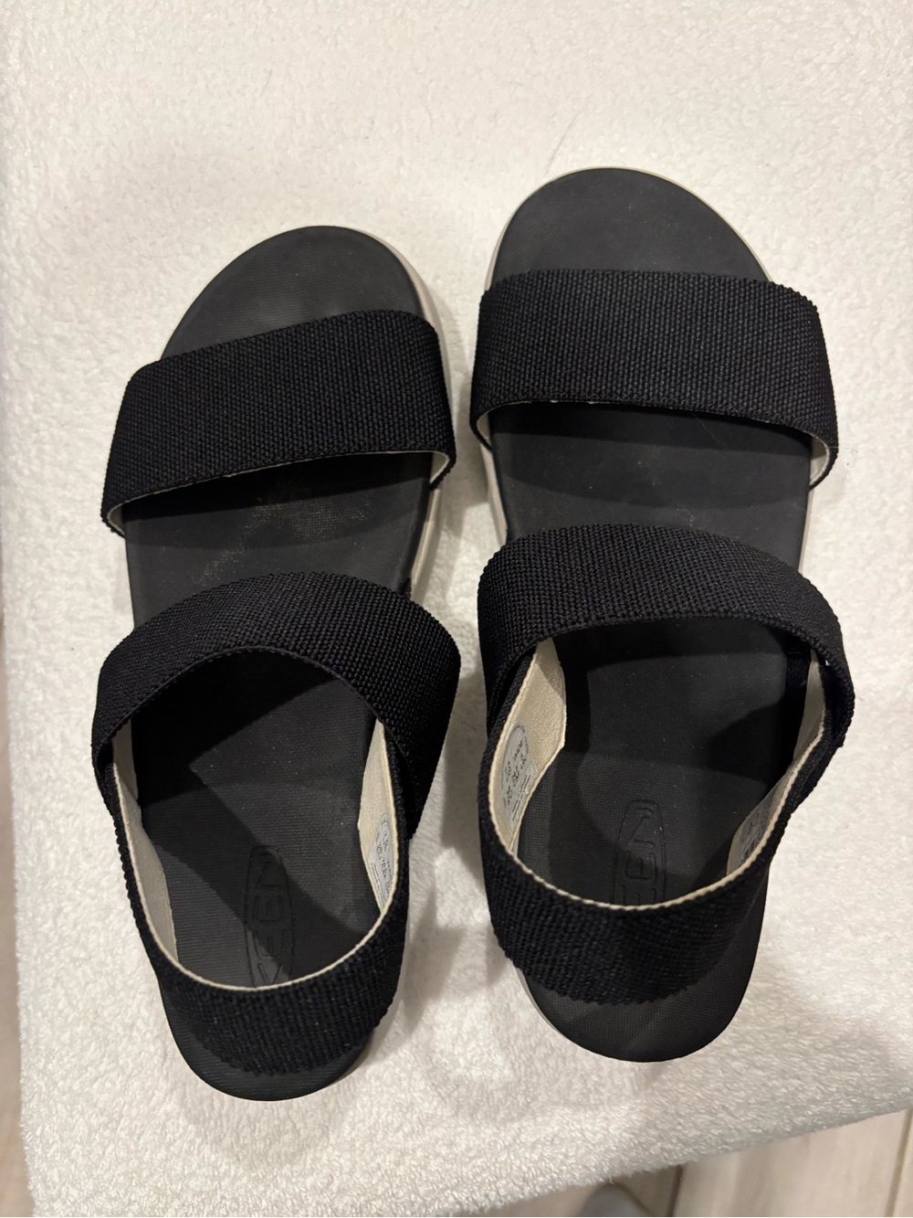 Keen Black Dual-Strap Slide Sandals with Elastic Back
